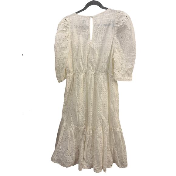 A New Day White Eyelet Summer Dress Tiered Puff Sleeve XL Fairy Romantic Wedding - Picture 6 of 11
